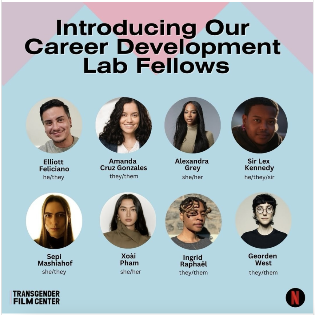 Grupo seleccionado para el laboratorio de desarrollo profesional. Imagen tomada de la cuenta de Instagram de Transgender Film Center @transfilmcenter 